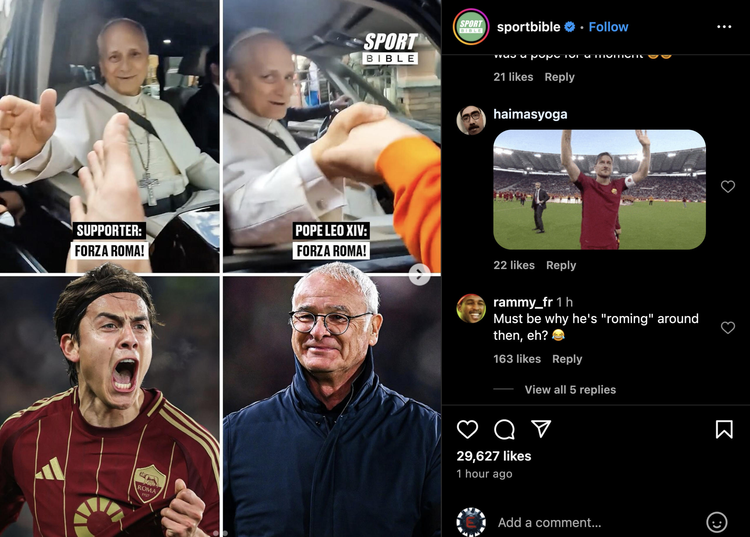Papa Lav XIV. Forza Roma Instagram Duhovnost.net